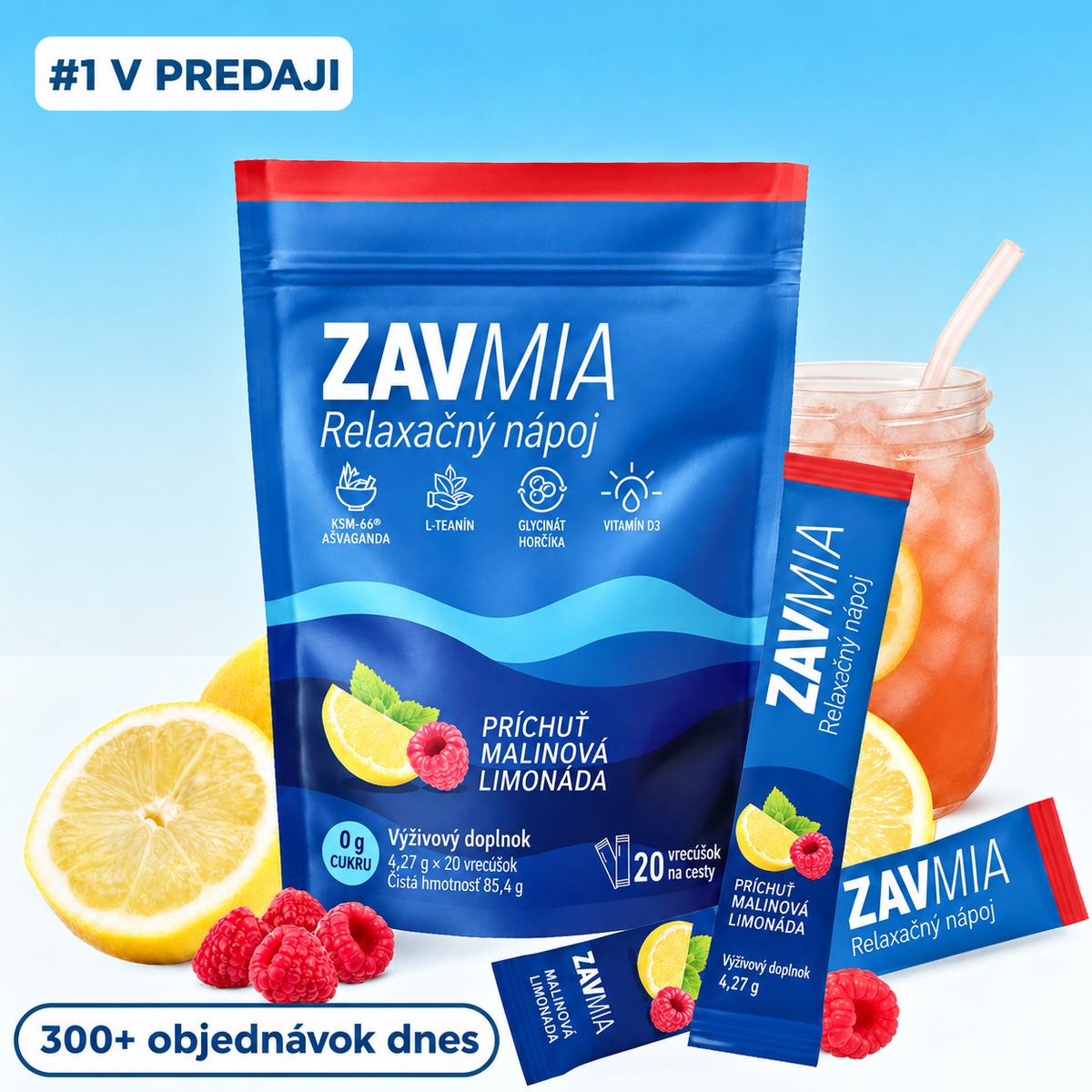 ZAVMIA Relaxačný nápoj – príchuť malinová limonáda